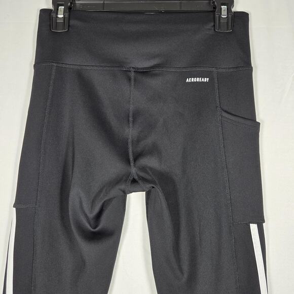 Adidas Leggings Lot Womens M Black AEROREADY Primegreen 3 Stripe Athletic Pants - Picture 12 of 12